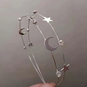 Silver Moon and Star Hairband and Two Hairclips